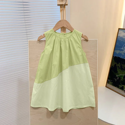 Girls Casual Dresses PATCHWORK Sleeveless Dress Toddler Girl Clothes for 1 To 8 Years Party Dress for Kids Girl