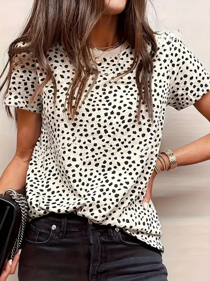 Leopard Print Women T Shirt Casual Short Sleeve O-neck Animal Print Summer Oversized Streetwear Tops