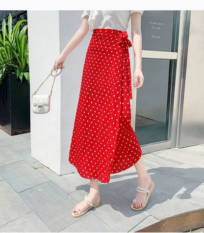 Vacation Style Wrap Skirt Beachside Long Skirt Women's High Waist A-Line Midi Skirt Floral Print One-Piece Summer Spring
