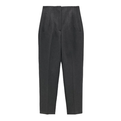 Hot Sale Women Summer Thin Casual Cropped Pants Stretchy Temperament Pleated Slimming Capris Ankle Length High Waisted Trousers