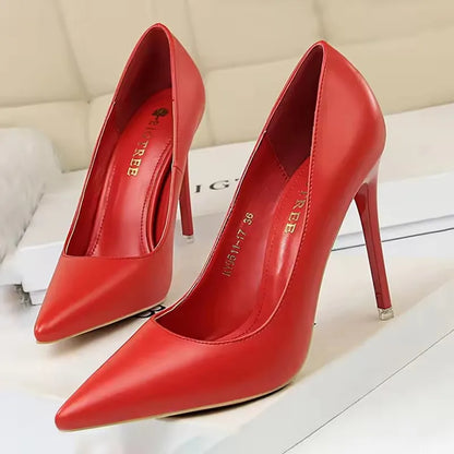 BIGTREE Shoes Women Pumps Pu Leather High-heeled Shoes Fashion Wedding Shoes Stiletto Heels Sexy Party Shoes Large Size 42 43