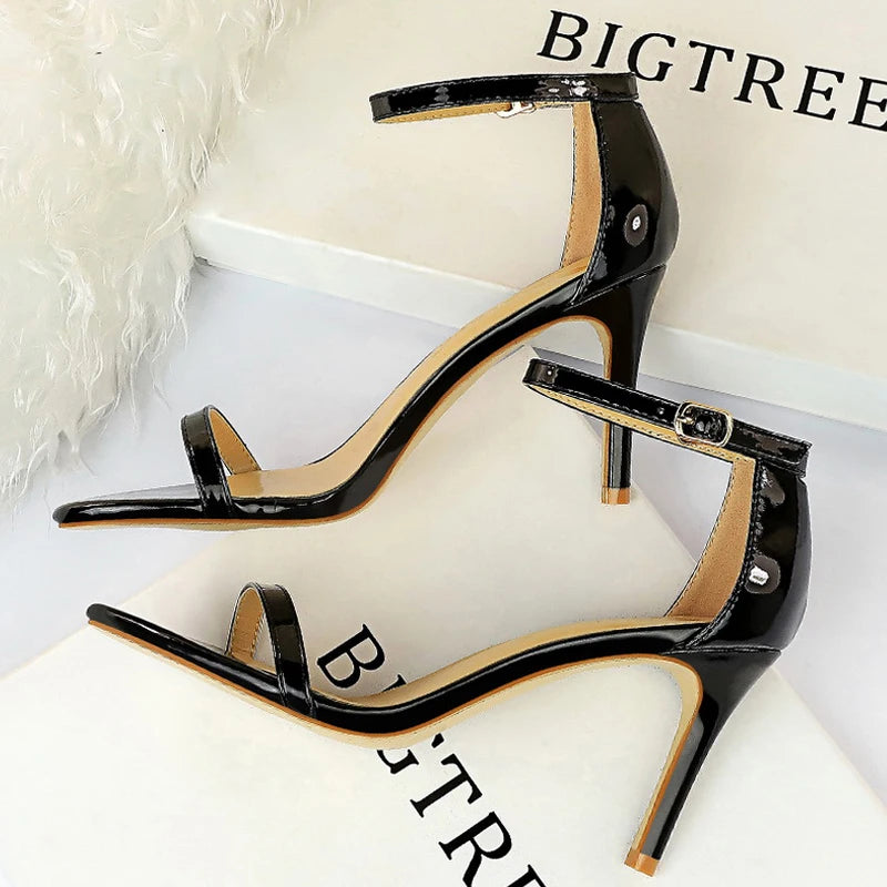 BIGTREE Shoes Women 8 Cm 11 Cm Heels Sandals Summer Women Sandals Fashion Kitten Heels Stilettos Patent Leather High Heels 2026