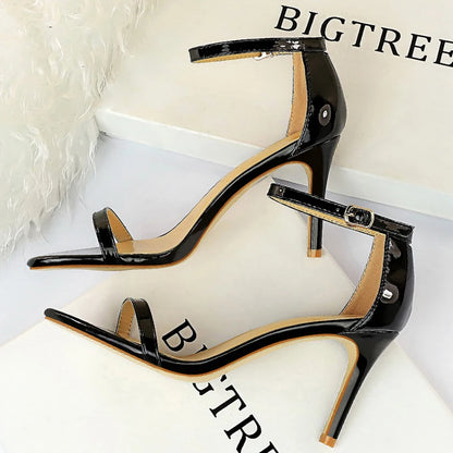 BIGTREE Shoes Women 8 Cm 11 Cm Heels Sandals Summer Women Sandals Fashion Kitten Heels Stilettos Patent Leather High Heels 2026