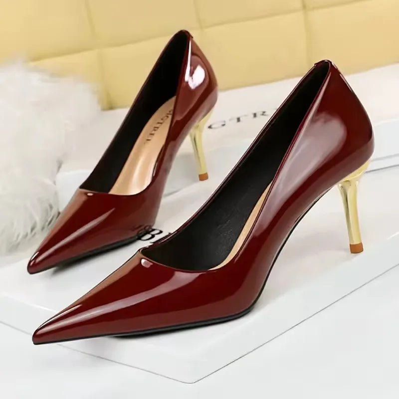 BIGTREE Shoes Woman Pumps Patent Leather High Heels Shoes Women Occupation OL Office Shoes Stiletto Women Heels Plus Size 43