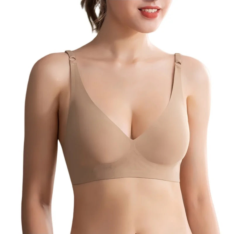 2Pcs/Set Seamless Bras For Women Wireless Underwear Push Up Bralette Soft Padded Deep V Sexy Lingerie Sleepwear Intimates S-3XL