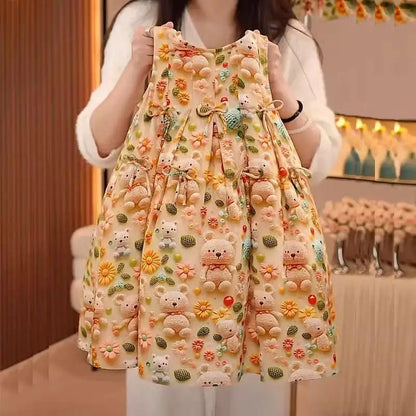 Summer Dress Girl 2025 New Child Casual Girls Ball Gown Dresses for School Elegant Vest Princess Dress Kids Clothes 3 To 12 Year