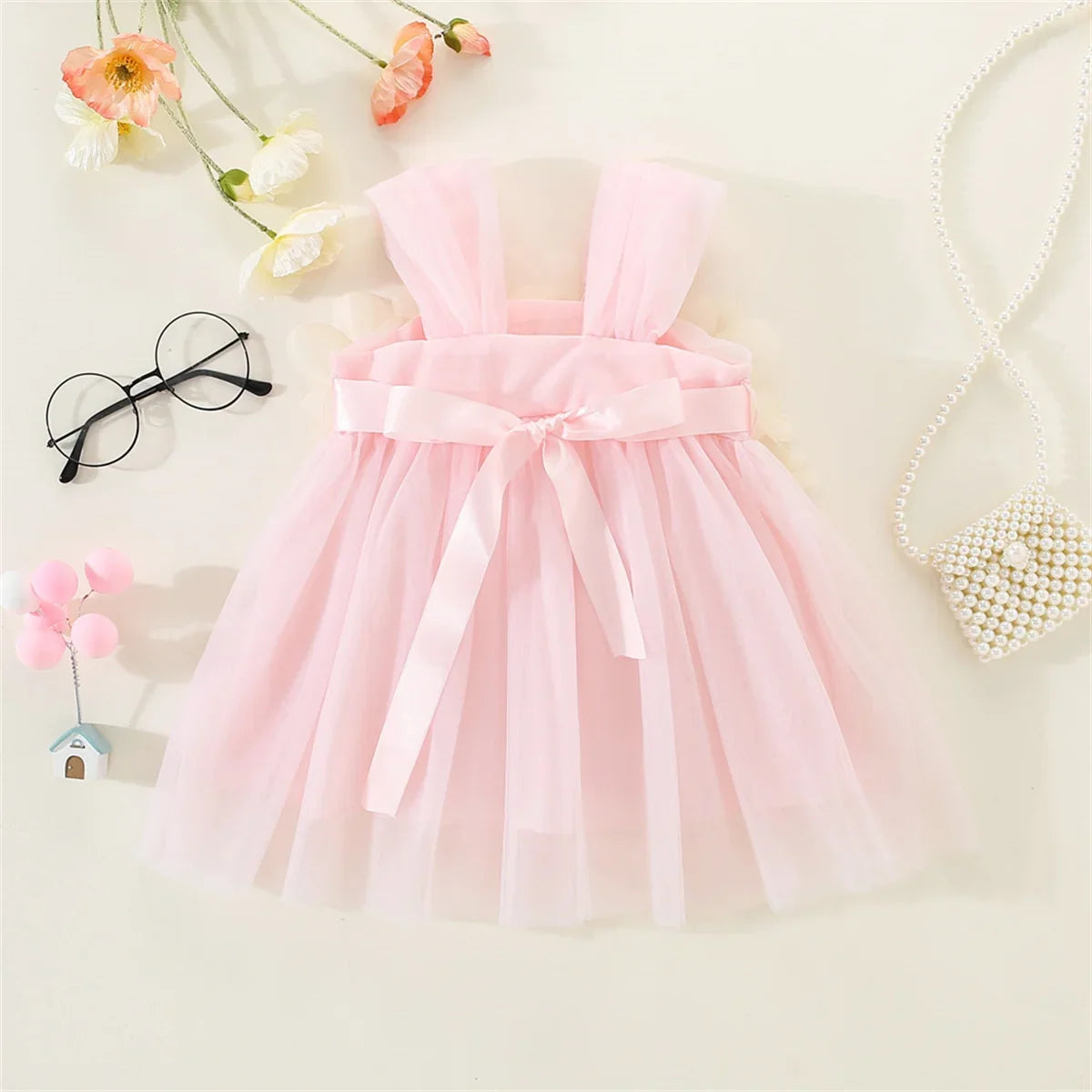 Sweet Baby Girl Wedding Party Evening Dresses Summer Clothes Petal Mesh Birthday Princess Kids Costumes 0 To 3 Years Old Toddler