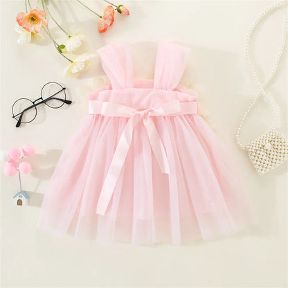 Sweet Baby Girl Wedding Party Evening Dresses Summer Clothes Petal Mesh Birthday Princess Kids Costumes 0 To 3 Years Old Toddler