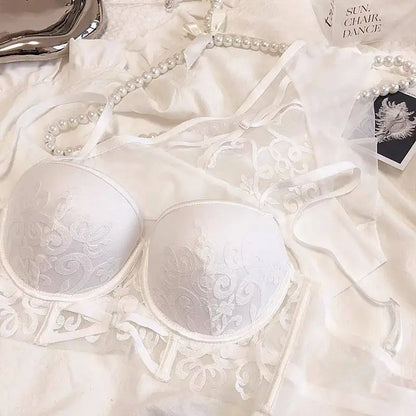 YUQI Red Lingerie Set for Wedding Bride,Push-Up Bra To Make Small Breasts Look Larger, Side Support, Dragon Zodiac Year  Bra Set