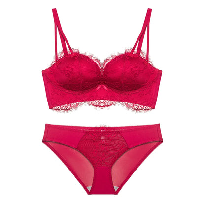 Sexy Victoria‘s Bras Style Push Up Bra Set, French Lace for Small Chest Side Support Anti Sagging MOYISU Sexy Panty & Tushy PP A