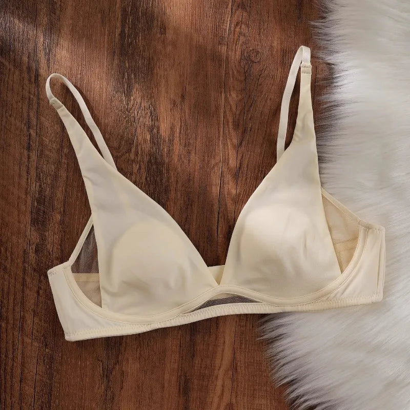 Sexy Deep V Rabbit Ear Bra, Wireless Invisible Summer Bra for Women, Thin Breathable Comfort Bralette Small Chest No Underwire