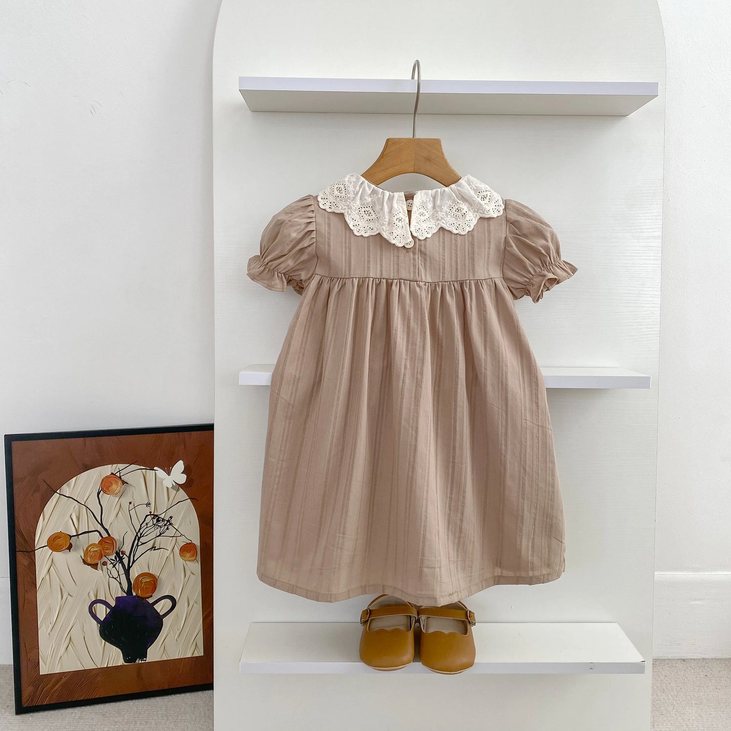 1-6Yrs Kids Baby Dress Summer Girls Sweet Lace Collar Princess Dress New Kids Baby Girls Dress Cotton Children Clothes Dress