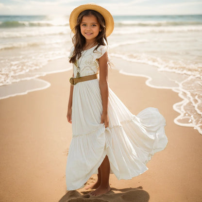 3-14 years Girls Lace Bohemia Long Dresses Baby Kids Flower Wedding Princess Party Dress Vestidos Costume Children Clothing