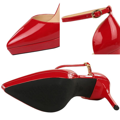 BIGTREE Shoes Platform Heels Women Pumps Patent Leather High-Heeled Sandals Women Summer Shoes Stiletto Heels 10.5 Cm Party Shoe