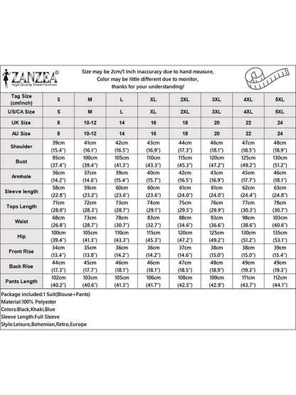 2PCS Women Blazer Suits Spring Pant Sets ZANZEA Elegant OL Work Tracksuits Lapel Neck Long Sleeve Tops Wide Leg Trousers Suit