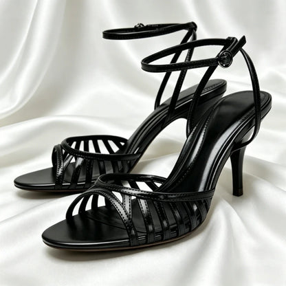 High Quality Summer Women Shoes Gold Ankle Strap Heeled Sandals for Ladies Sexy Open Toe Stilettos High Heels Elegant Party Shoe