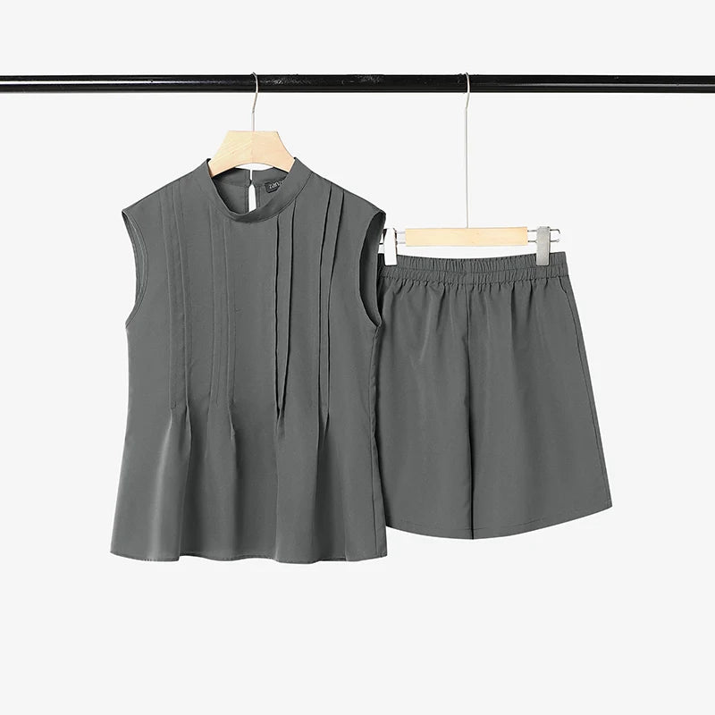 2026 ZANZEA Summer O Neck Sleeveless Tanks Tops Short Sets Stylish Women 2 Pieces Sets 2PCS Casual Holiday Outfits Tracksuit