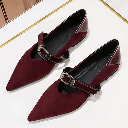 Leopard Print Women's Flat Shoes Women's Suede Shoes Pointed Tip Flat Heeled Banquet Shoes With Belt Buckle Ladies Shoes 2026