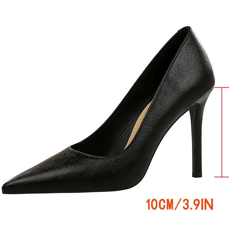 BIGTREE Shoes Women Pumps Occupation OL Office Shoes Sexy High Heels Stiletto 10 Cm Pointed Tip Women Heels Fashion Party Shoes