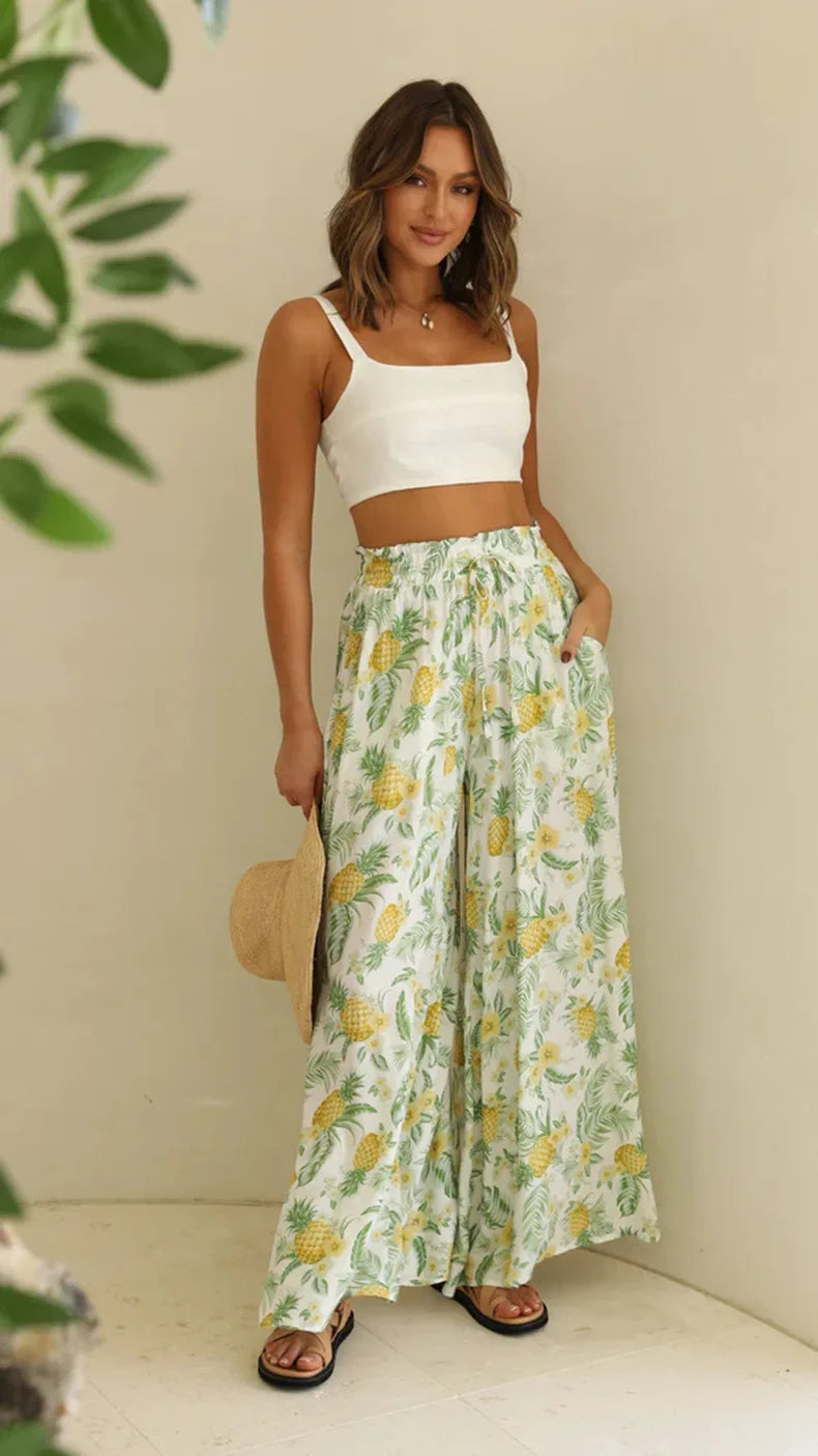 2026 Spring Summer Women Casual Wide Leg Pants Fashion Loose High Waist Long Trousers
