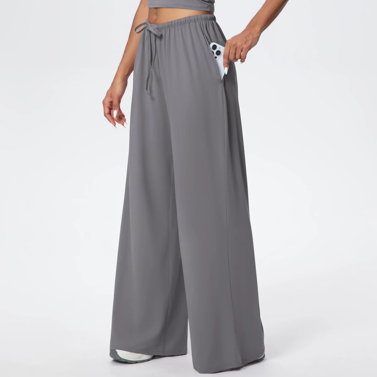 Loose Breathable Yoga Full Length Wide Leg Pants Solid Color Naked Feel Fitness Sports Woman Quick Drying Gym Pencil Pants