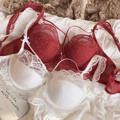 MOYISU Adjustable Lace Bralette for Small Chest Bra Set Removable Straps & Thin Padding Soft Wire Comfort Muslim Girls Underwear