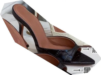 Europe and The United States 2023 Summer New Fish Mouth Shallow Mouth Half Slippers High Heels Women