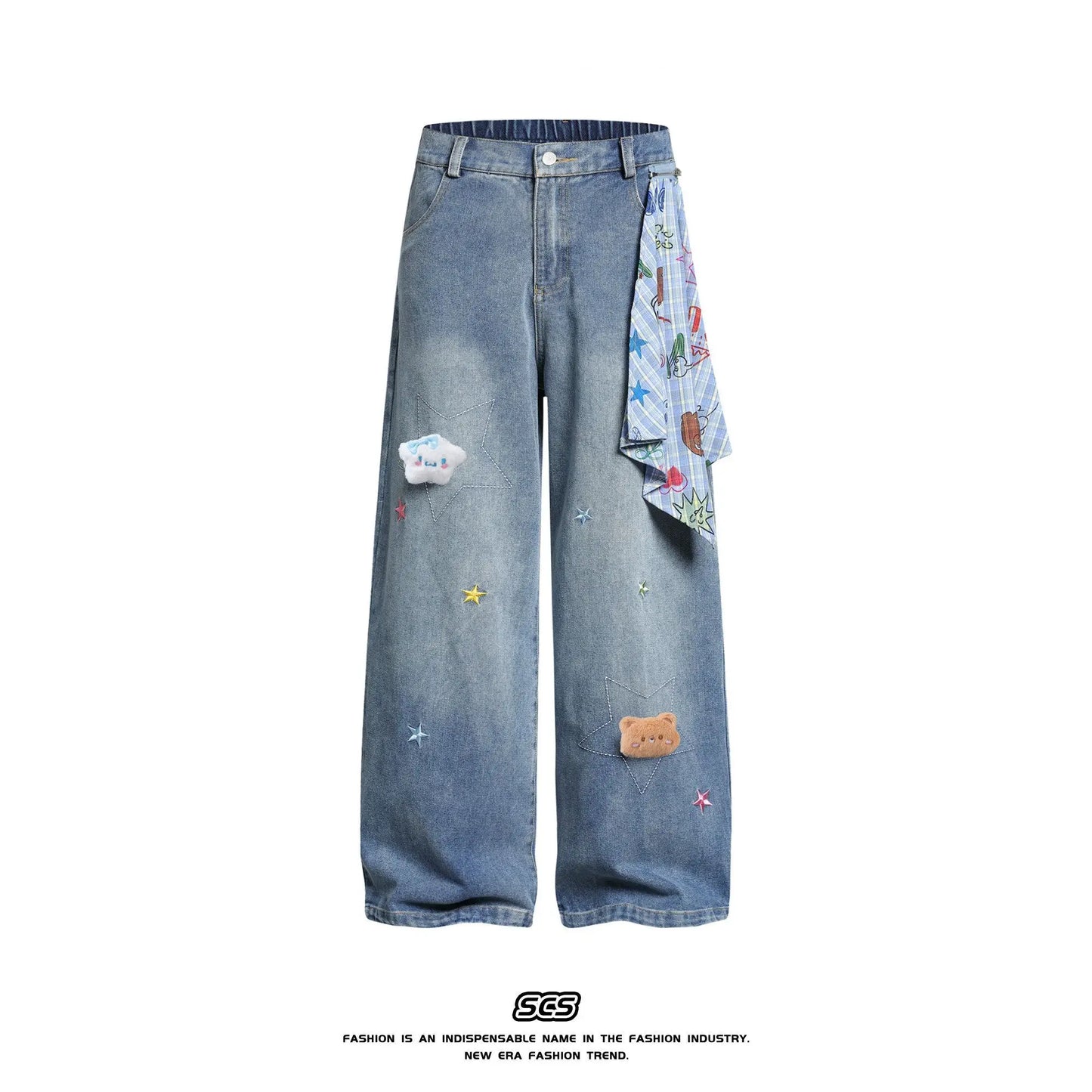 Seven-Quarter Length Embroidered Wide Leg Loose Fit Thin Denim Shorts Summer New Style Korean Style High Waist Straight Tube ...