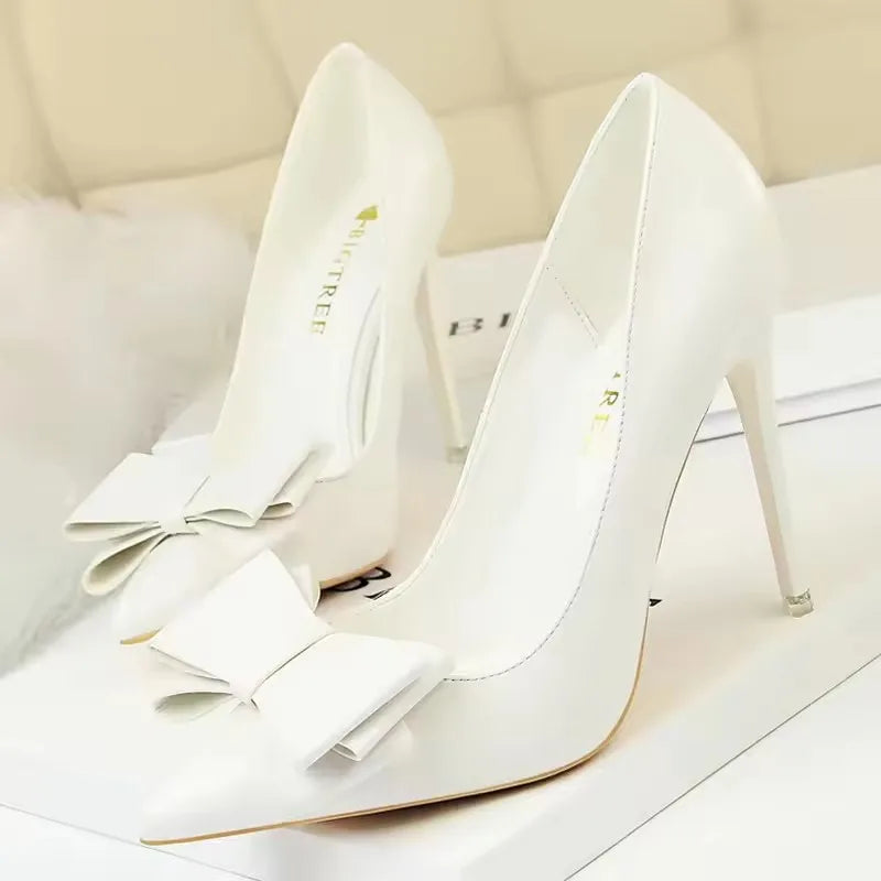 BIGTREE Shoes Bow-knot Pumps Women High Heels 2026 Fashion Women Heels Lady Stiletto Shoes Wedding Shoes Classic Pumps Footwear
