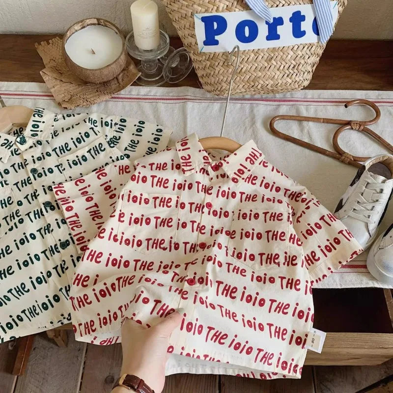 Boys Girls Kids Summer Shirt Children's Alphabet Print Casual Short Sleeve Top 2026 New Fashion Tee for Baby Toddler