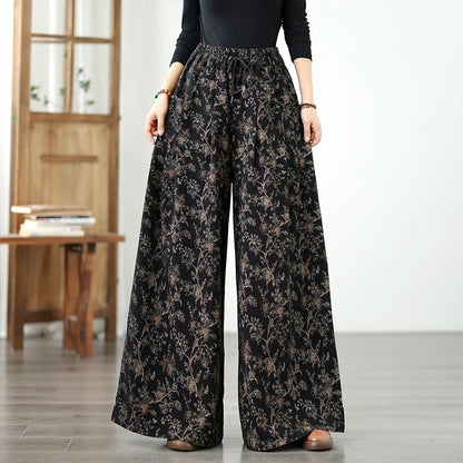 plus Size Denim Wide Leg Pants New Print Elastic Loose Slimming Casual Versatile Straight Cut Denim Pants Ladies High Waist