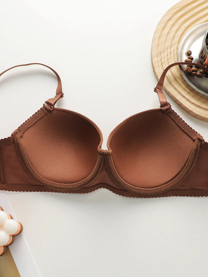 New Hot Selling Solid Color Daily 2-piece Set with Steel Rim push up Bra for Women Underwear Set J2611