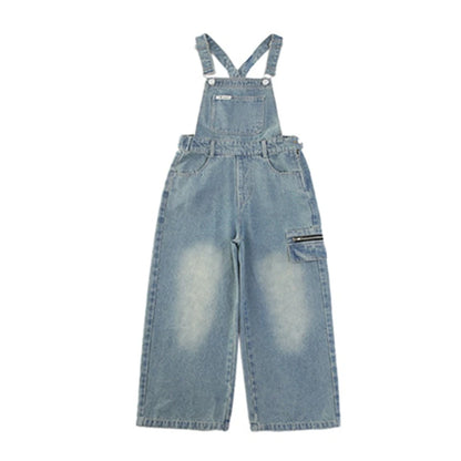 High Quality Children Bib Jeans Jumpsuit for Teenage Girl Causal Denim Suspender Overalls Kids Fashion Stylish Dungarees 5-14Y
