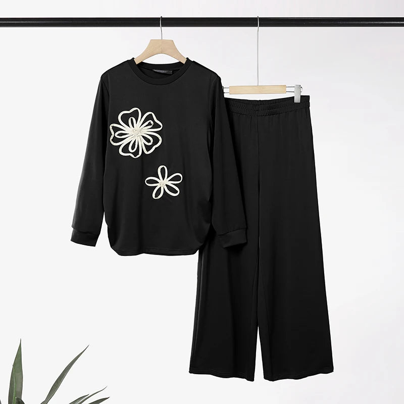 Women Muslim 2 Piece Sets Ramadan Outfits 2026 ZANZEA Casual O Neck Long Sleeve Flowers Tops Pant Sets Dubai Hijab Traccksuit