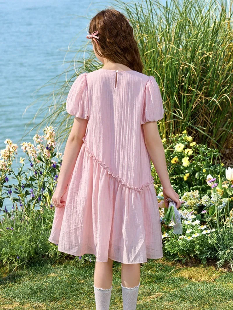Loose and Sweet Short Sleeves Stylish Suit for Girls Teenagers Clothes Summer Girl Dress Princess Dresses Party Elegant Child