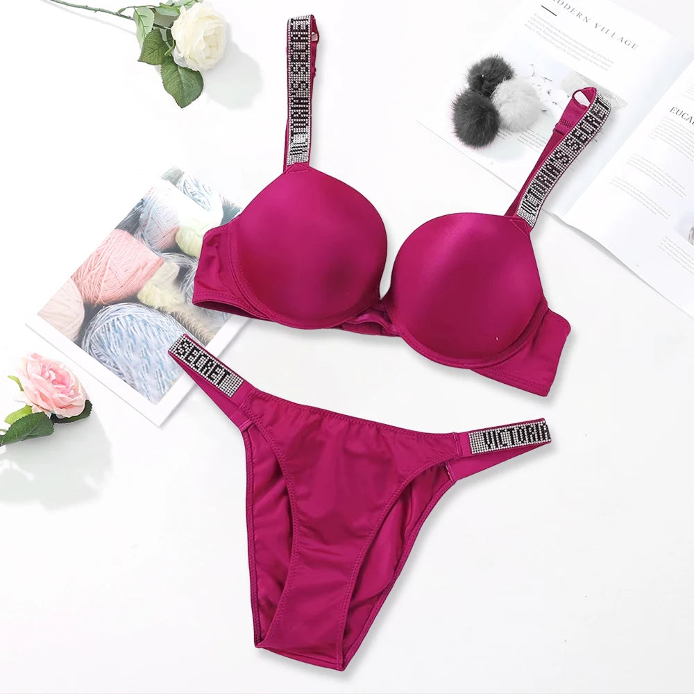 Victoria's Secret Women's Fashion Lingerie Set Sexy Breathable Soft Versatile Shapewear Sexy Lingerie Bra and Panty Set Push Up