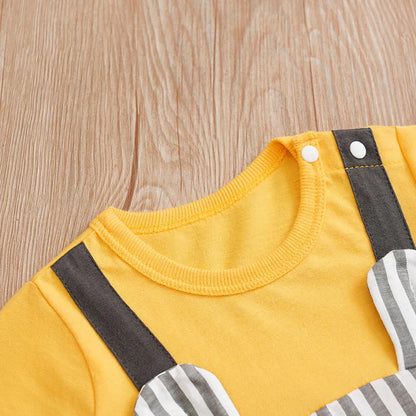 Newborn Baby Clothes Unisex Standing ear mouse pattern Summer cotton Short Sleeve Romper Infant Toddler Pajamas One Piece Outfit