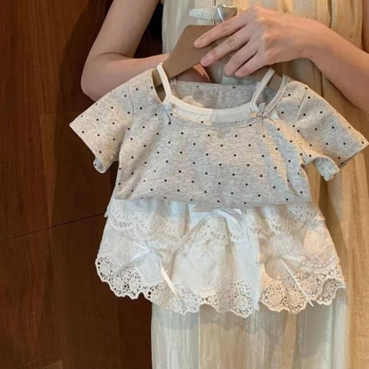 Girls Cute Polka Dot T-Shirt Summer Casual Short Sleeve Top for Baby Toddler Girls Stylish Kids Clothing New Arrival