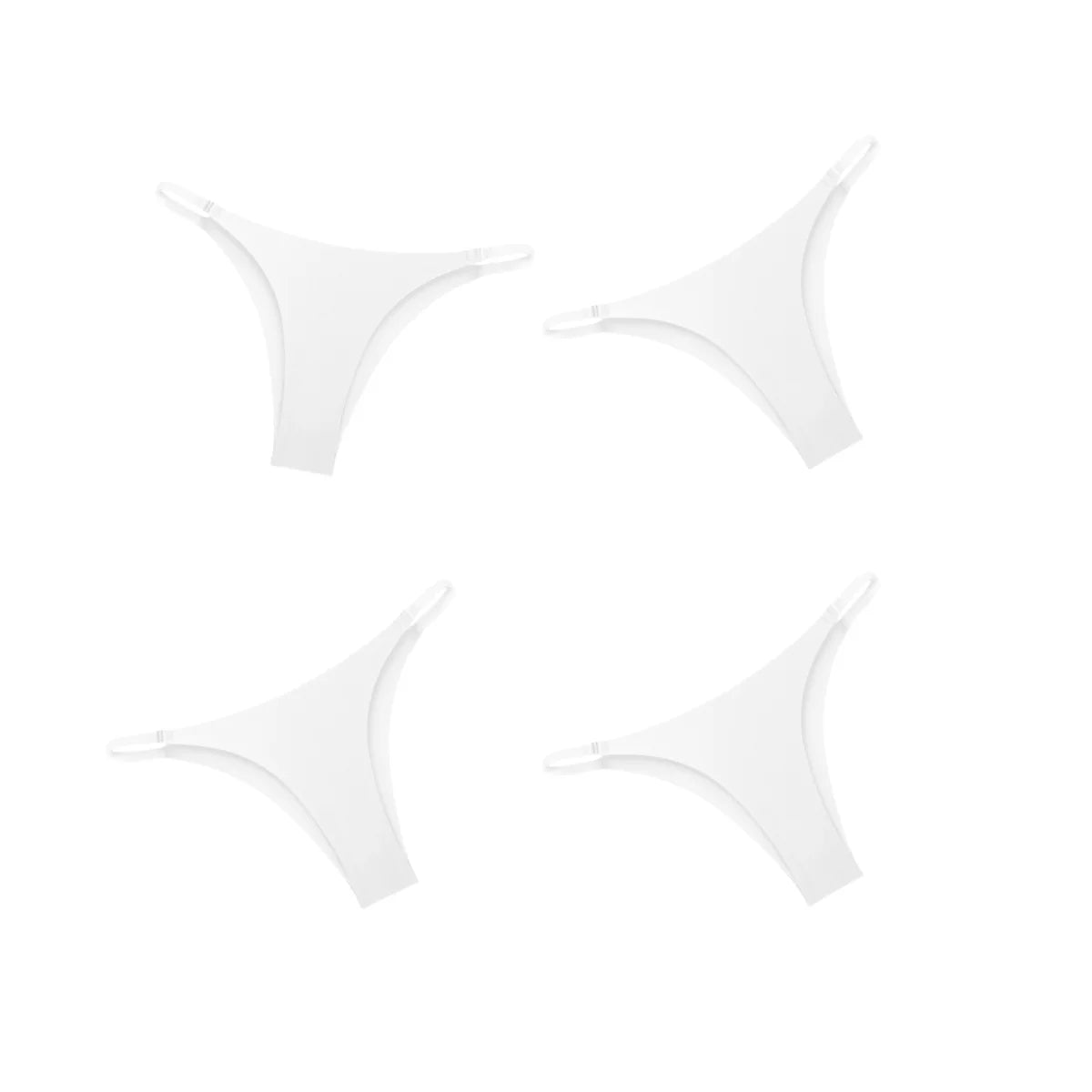 4Pcs/Set Women Ice Silk Low Rise Briefs with Decorative Side Buckle Sexy Brazilian Panties Seamless Underwear Lingerie S-XL