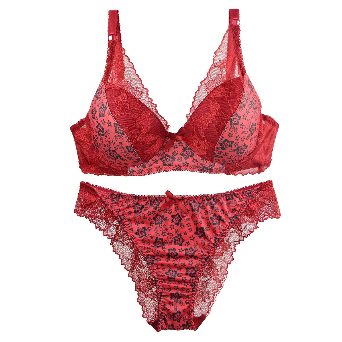 2027New 34/75 36/80 38/85 40/90 42/95 44/100 BCDE Bras Set White burgundy Beige Black Green Blue Push Up Underwear For Women