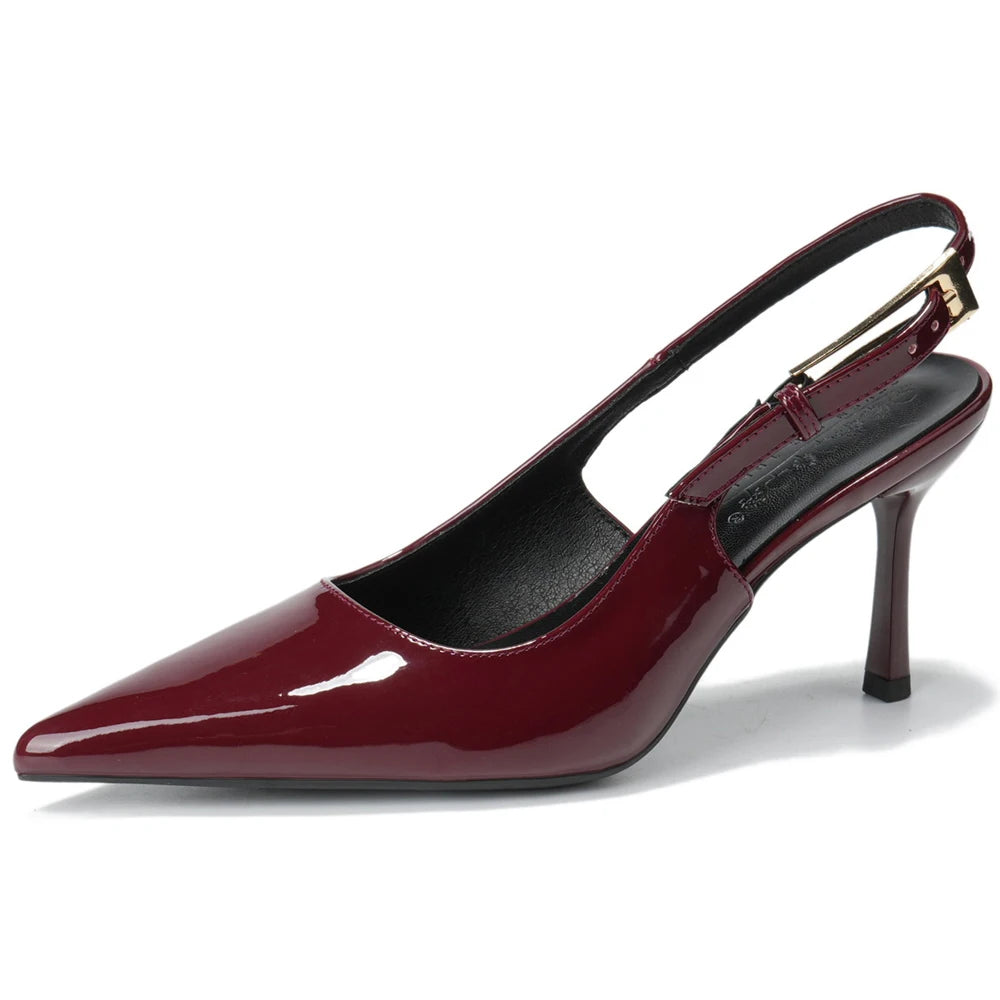 BIGTREE Shoes Women Pumps Patent Leather High Heels Ladies Shoes Stiletto 8 cm Heels Buckle Sexy Party Shoes Heeled Sandals New