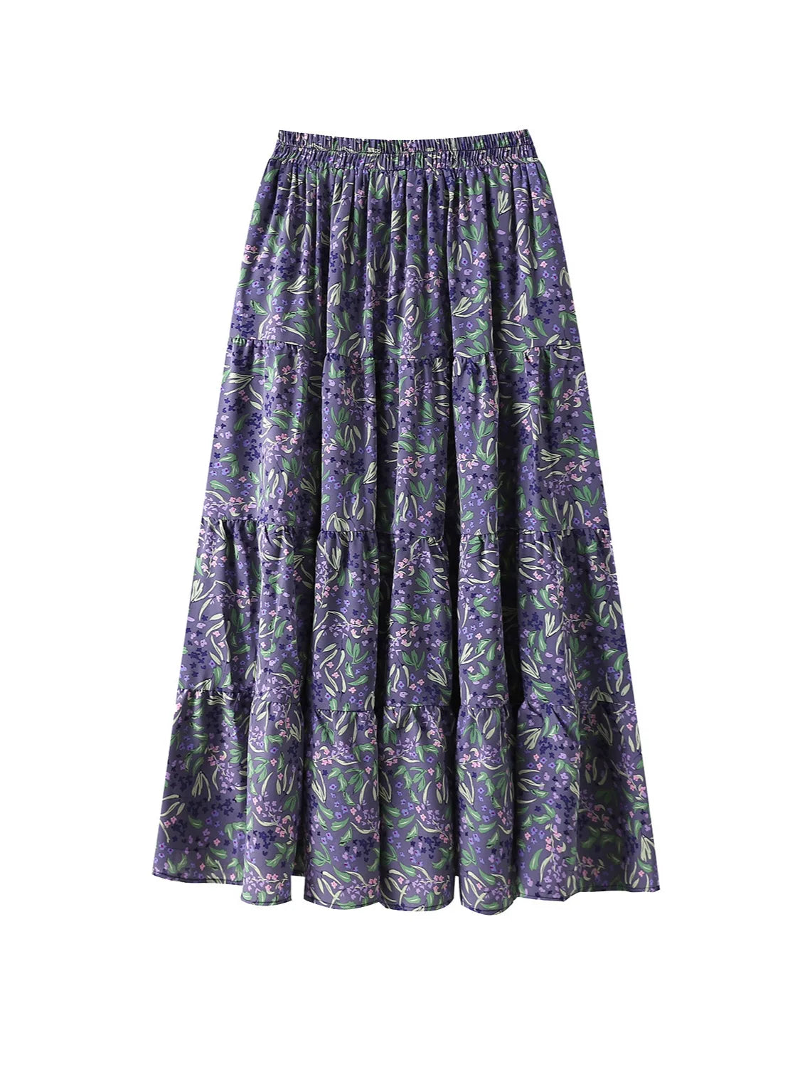 150Kg Plus Size Women's Hip 170 Summer Floral A-Line Skirt High Waisted Large Hem Elegant Skirt Purple 5XL 6XL 7XL 8XL 9XL