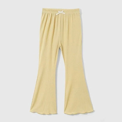 Girls' Summer Lightweight Bell Bottom Pants with Bow Height Enhancing Versatile Casual Pants for Kids Stylish and Comfortable