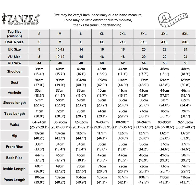 ZANZEA Spring Fashion 2 Piece Sets 2026 Women Office Outfits Long Sleeve Blazer Tops Pant Sets Solid OL Tracksuit Matching Sets