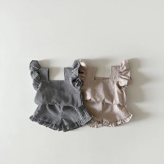 MILANCEL 2026 Summer Baby Clothing Set Toddler Ruffle Tee and Shorts 2Pcs Girls Suits Ruffle Tee Set