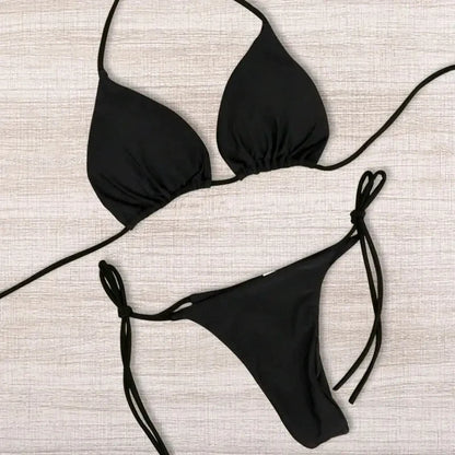 Neck Strap Bikini European and American Sexy Swimsuit WOMEN'S Split Strap Adjustable Multicolor SWIMSUIT SET