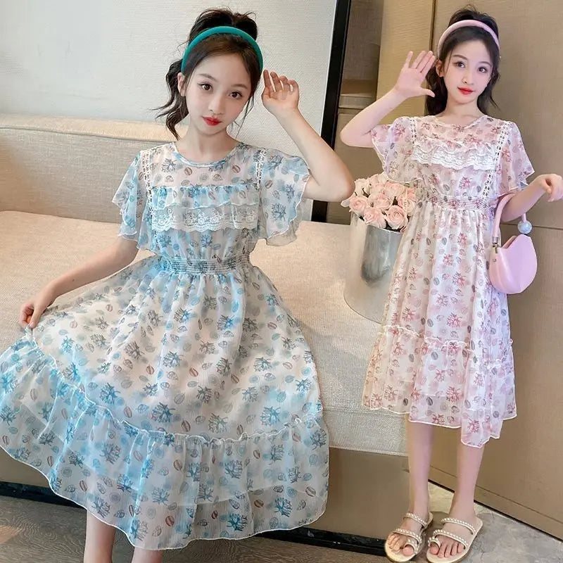 Summer Floral Dress Year Old Girls Children's Clothing Girly Dresses Girl From 8 12 Years 2025 Kids Clothes Girls' Princess 10 4