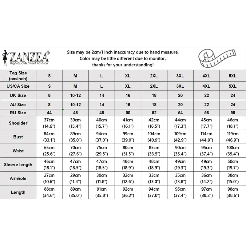 ZANZEA Woman Polka Dot Loose Long Blouses Round Neck 3/4 Sleeves Oversized Tunic Tops Autumn Casual Comfort Daily Wear Blusas