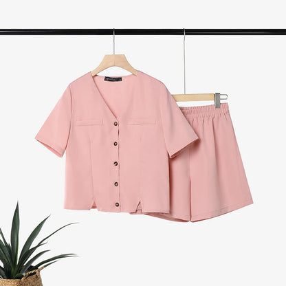 Summer Elegant V Neck Short Sleeve Blouse Short Sets ZANZEA Stylish Women 2 Pieces Sets Casual Solid OL Work Outfits Tracksuit