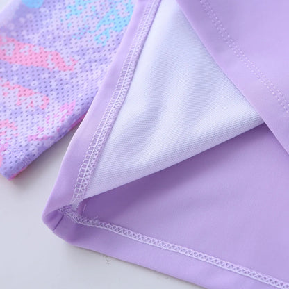 Children's Three-Piece Swimsuit Set, Purple Swimsuit Set, Long Sleeves and Long Pants